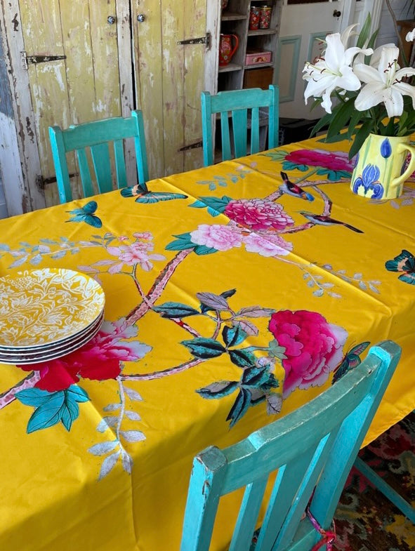 Saffron Birds Canvas Tablecloth