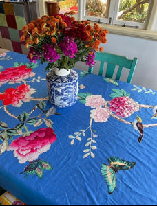 Cornflower Blue Canvas Tablecloth