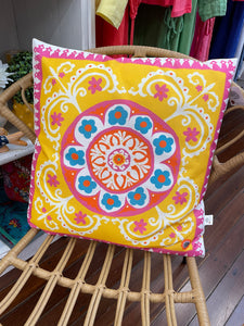 Canvas Suzani Yellow Cushion