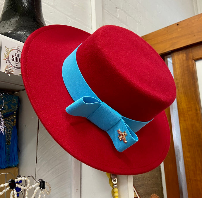 Red Blue Boater Hat