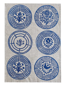 Linen Tea Towel Lebrillo Blue