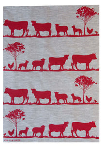 Paddock Linen Tea Towel Red